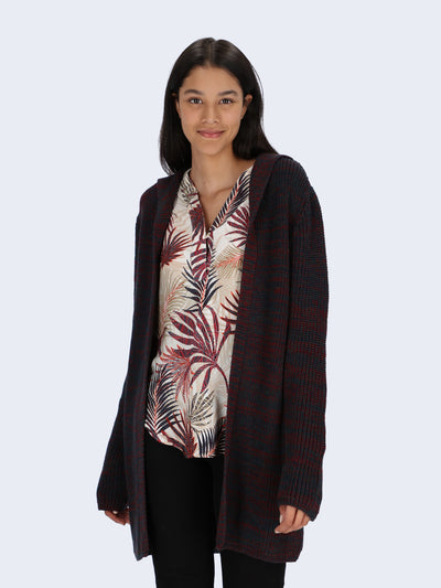 Long Heather Cardigan with Hoodie