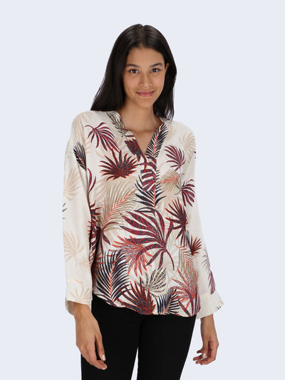 Long Sleeve Patterned Blouse