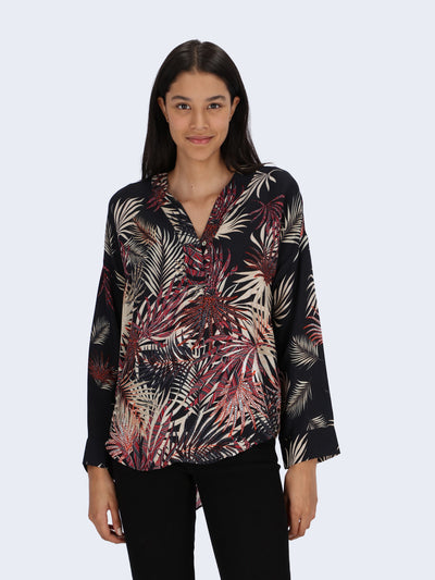 Long Sleeve Patterned Blouse