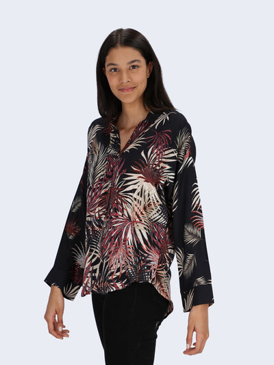 Long Sleeve Patterned Blouse