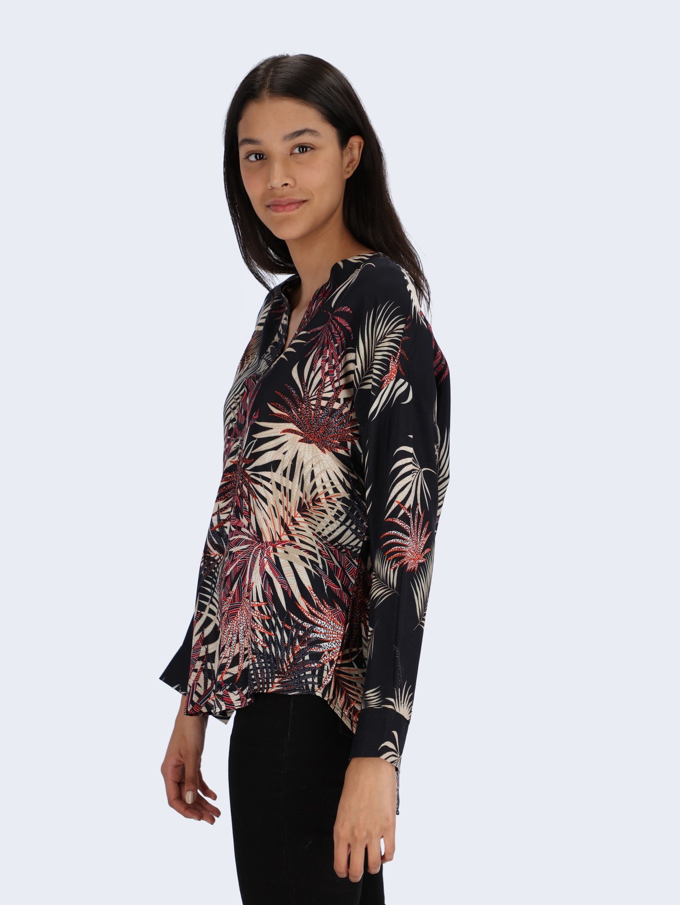 Long Sleeve Patterned Blouse