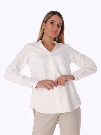 Blouse - Front Pocket - High Low Hem