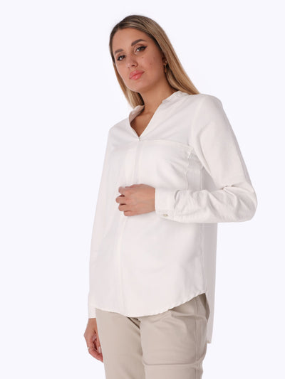 Blouse - Front Pocket - High Low Hem