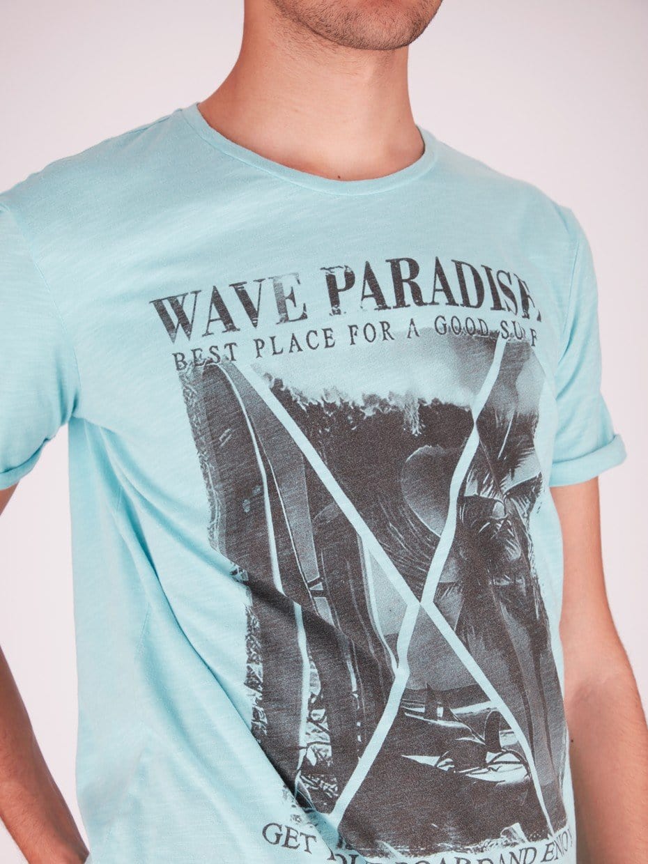 OR T-Shirts Paradise Front Print Roll-Up Short Sleeve T-Shirt