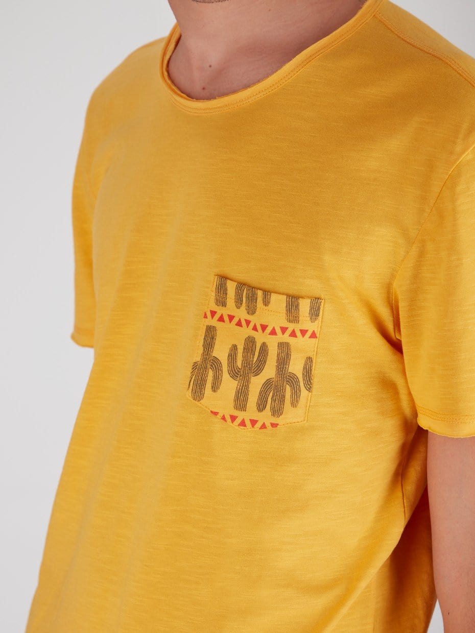 OR T-Shirts Mustard / S Printed Chest Pocket Crew Neck T-Shirt