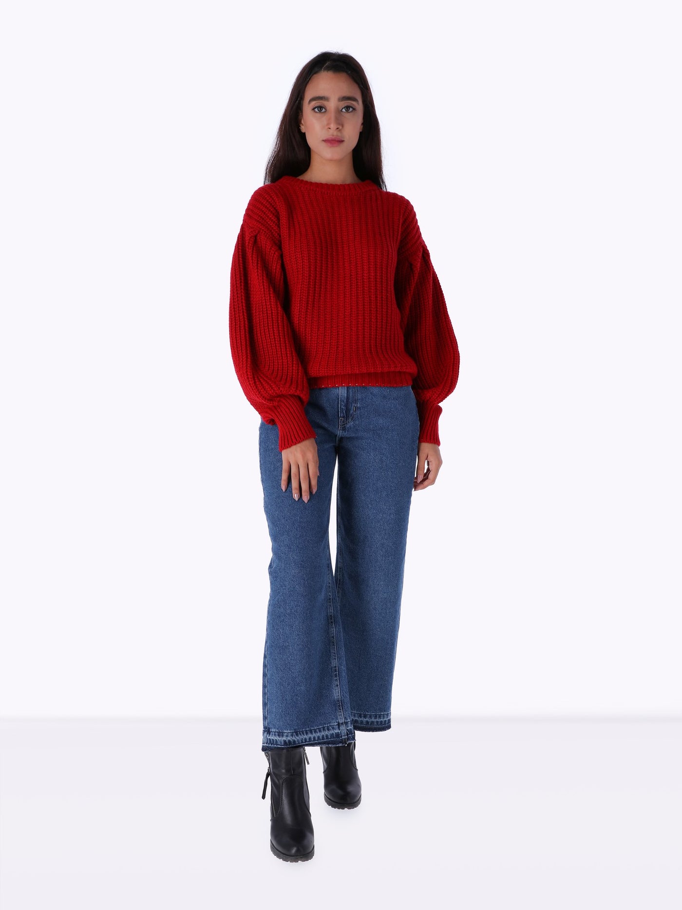 Knitted Pullover - Puff Sleeves