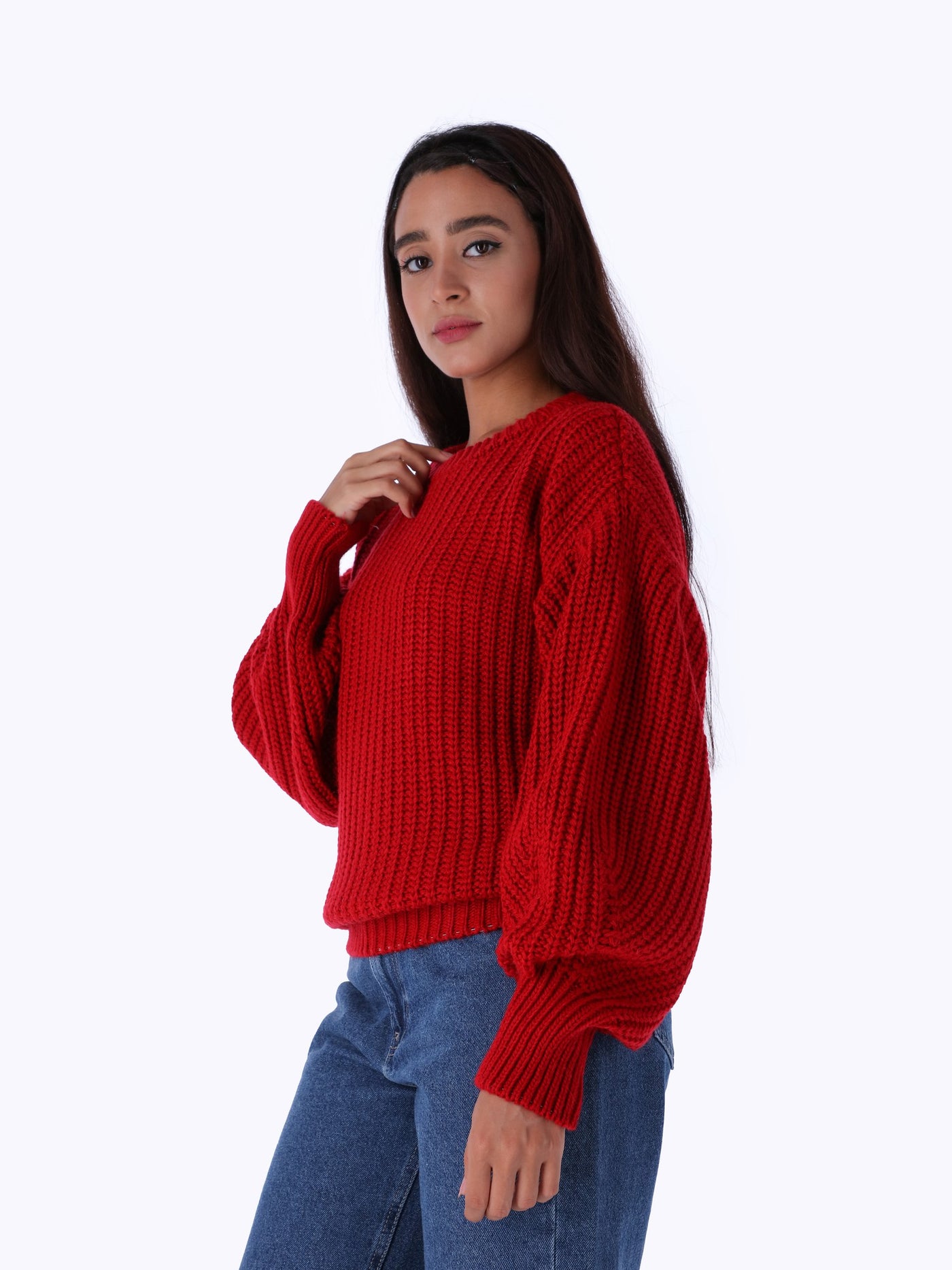 Knitted Pullover - Puff Sleeves