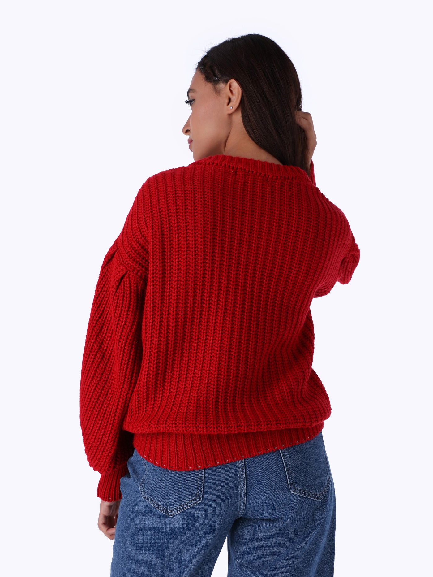 Knitted Pullover - Puff Sleeves