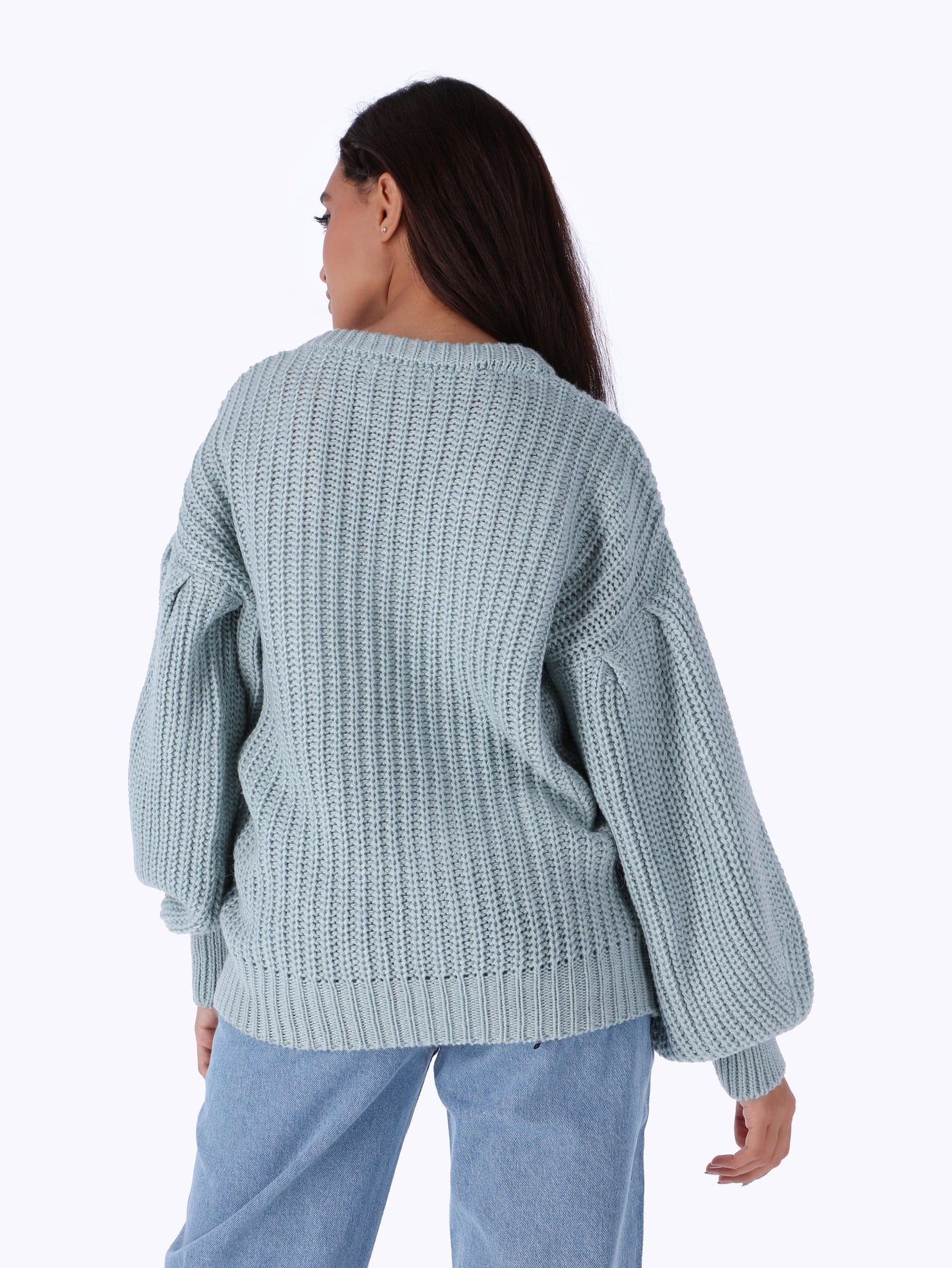 Knitted Pullover - Puff Sleeves