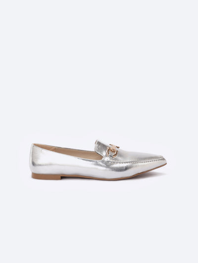 Loafer Shoes - Metallic - Horsebit Detail