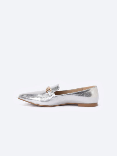 Loafer Shoes - Pointed Toe - Embellished Horsebit Detail