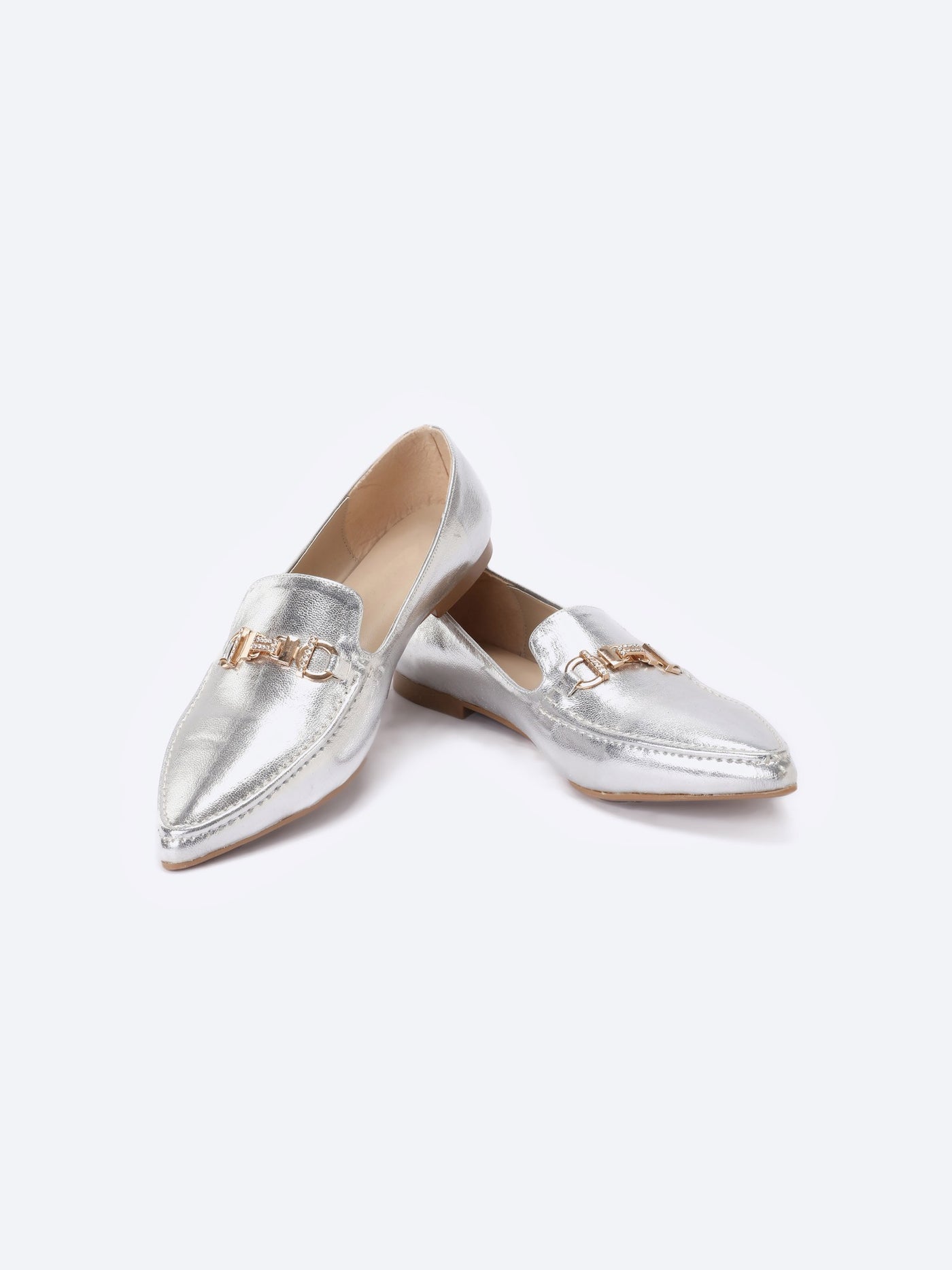 Loafer Shoes - Pointed Toe - Embellished Horsebit Detail