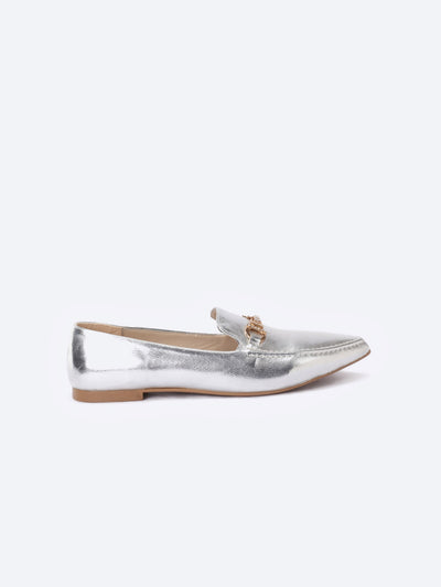 Loafer Shoes - Pointed Toe - Embellished Horsebit Detail