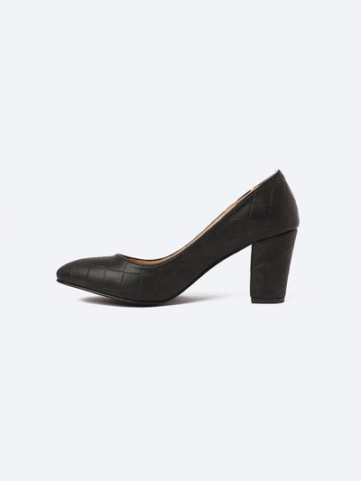 Pumps - Block Heel - Textured - 9 Cm