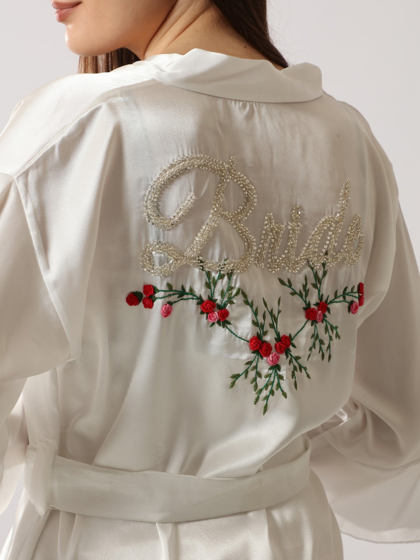 Robe - Floral Embroidery - Bead Embellishment - Bridal