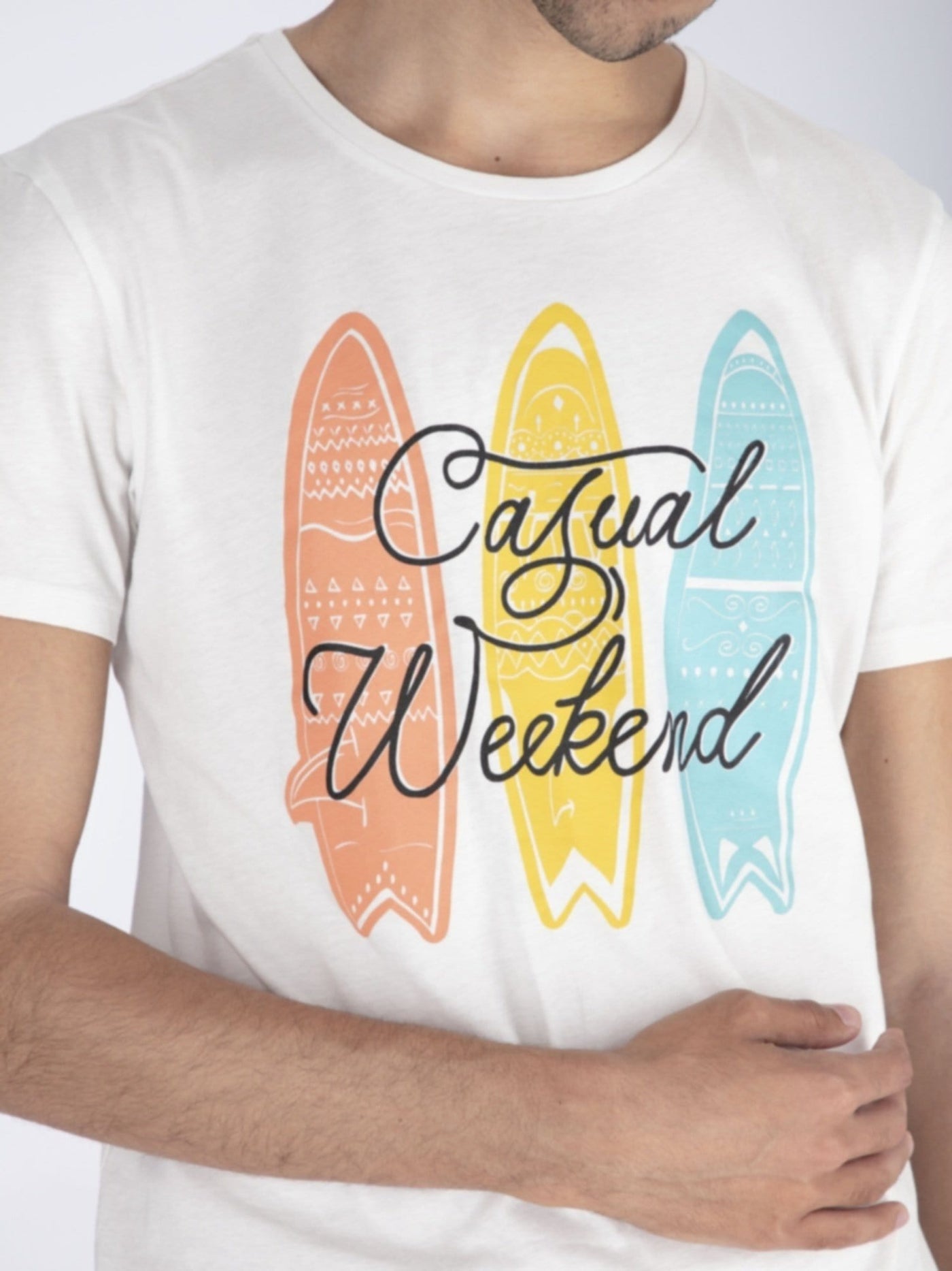 OR T-Shirts White / S Casual Weekend Front Text Print Short Sleeve T-Shirt