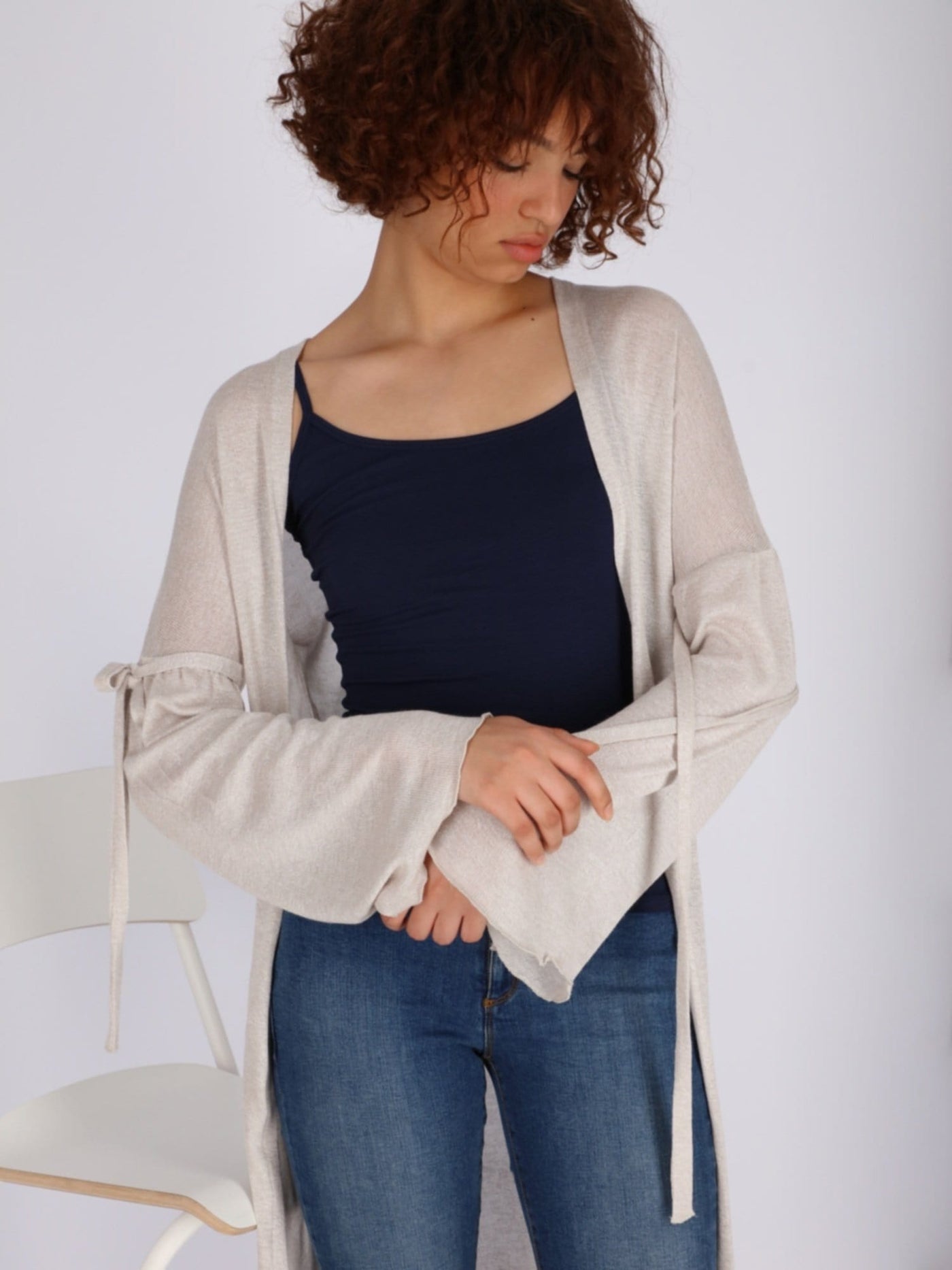 OR Jackets & Cardigans Beige Chine / S/M Trumpet Sleeve Basic Jumper