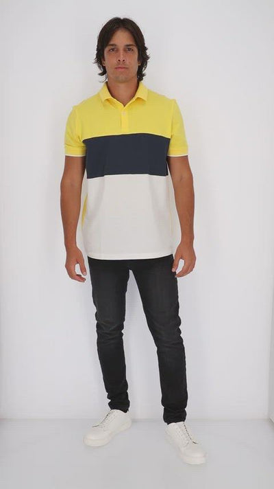 Color Block Short Sleeve Polo Shirt