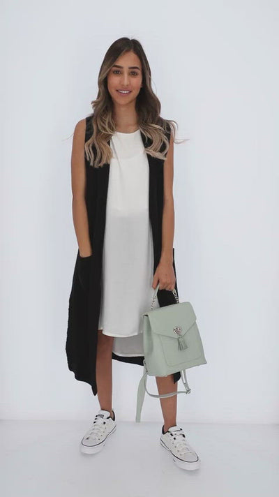 Long Length Slit Sides Opened Cardigan